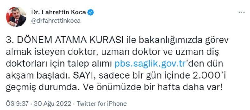 Kamuya dönmek isteyen doktor başvuruları ilk günden 2 bini aştı