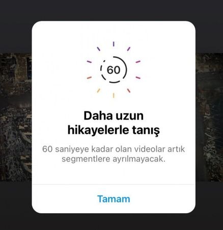 Instagram, hikaye süresini 60 saniyeye çıkardı