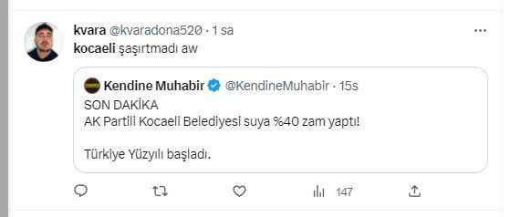 Kocaeli'deki su zammı Twitter'da gündem oldu