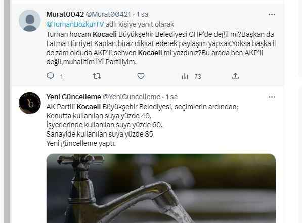 Kocaeli'deki su zammı Twitter'da gündem oldu