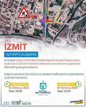 Sürücüler dikkat! İzmit'te güzergah değişikliği