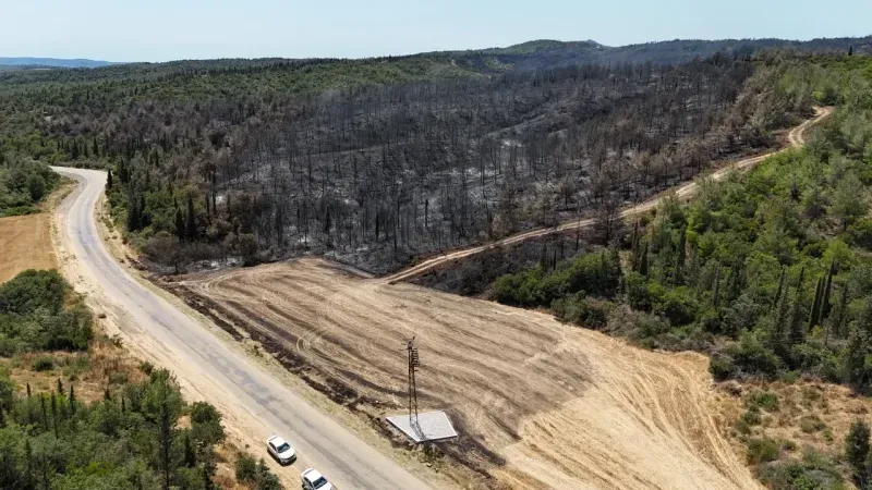 Çanakkale'deki yangının çıkış noktası görüntülendi